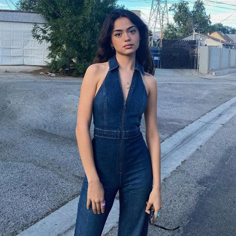 black denim jumpsuit - TikTok Shop