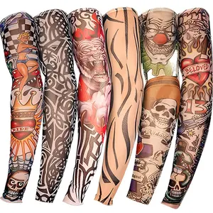 YARIEW Tattoo Sleeves for Men, 6Pcs Arm Sleeves Fake Tattoos Sleeves to Cover Arms Sun Protection Sleeves Tattoo Sleeve Covers Temporary Tattoo Sleeves for Men Halloween (Set 1)