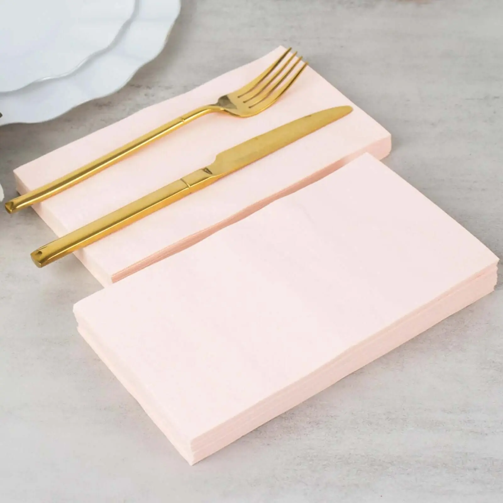 Blush Pink 2-Ply Disposable Paper Napkins, 50-Pack Soft Tableware for Weddings, Anniversaries, Baby Showers, Dinners, Engagement Parties