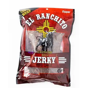 NEW! RED CHILE El Ranchito Crunchy Beef Jerky - Full Flavor Dried Beef Serving 2oz or 6oz, Crunchy Texture, Ideal for Snacks and More - Meat