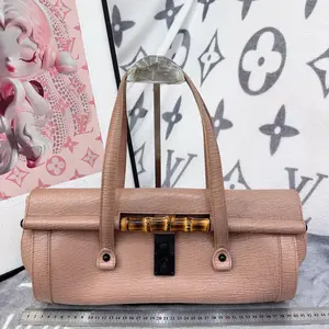 Pre-owned GUCCI leather Shoulder Bags Bamboo Bullet handbag qiqia8929