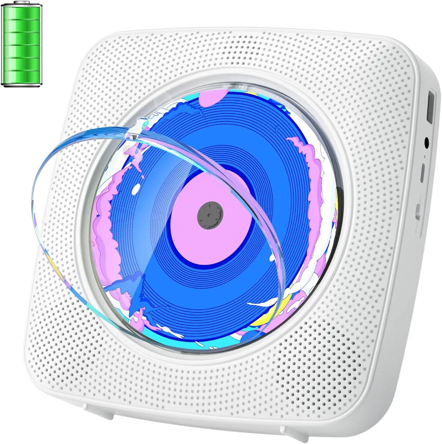 CD Player Portable  Rechargeable: CD Players for  with 1800mAh  Desktop Wall CD Player with Speakers FM Radio USB Remote Control