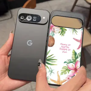 Compatible with Google Pixel 6/7/8/9 Pro Decorative Phone Protector Cover for Flower and leaf phone case HNRMgg617-14