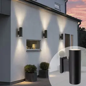 Outdoor Wall Light Plastic Shell Waterproof E27 Dual Head Front Door Porch Balcony Patio Exterior Simple Garden Lamp Round