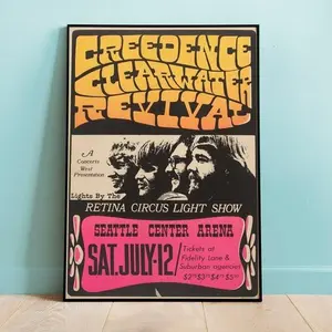 Creedence Clearwater Revival Concert Poster, CCR poster, Vintage Wall Art, Digitally Remastered Replica, Home Decor, Wall Art, Music Poster