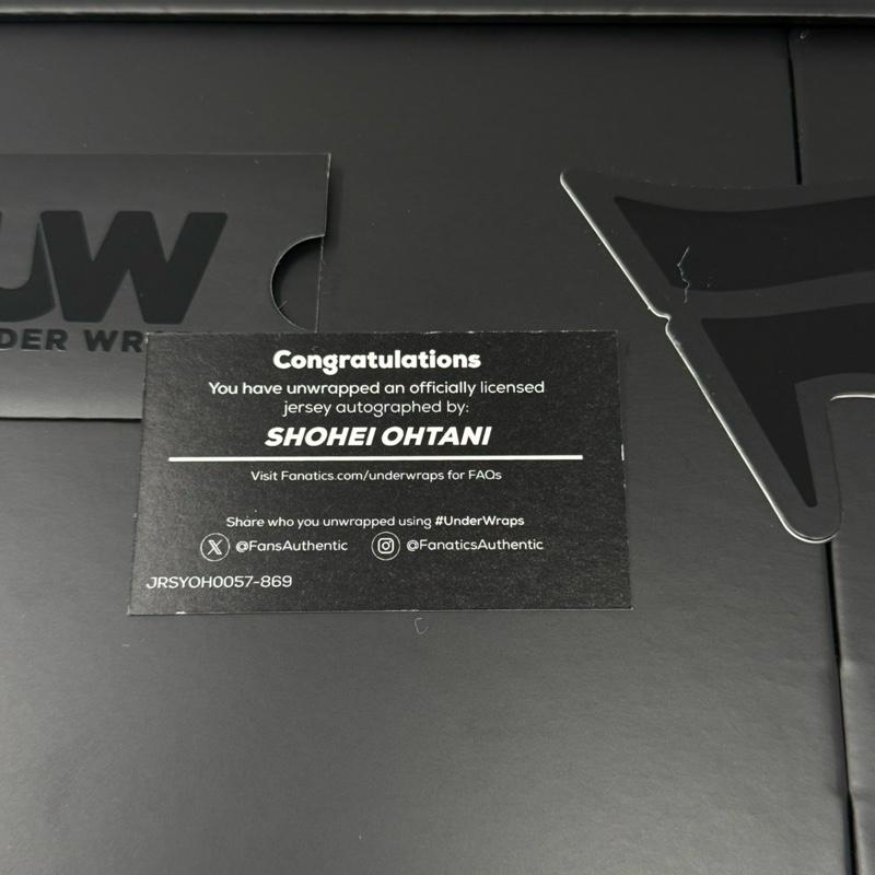 Fanatics under wraps, autographed, Shohei Ohtani Angels city edition Jersey duel authenticated