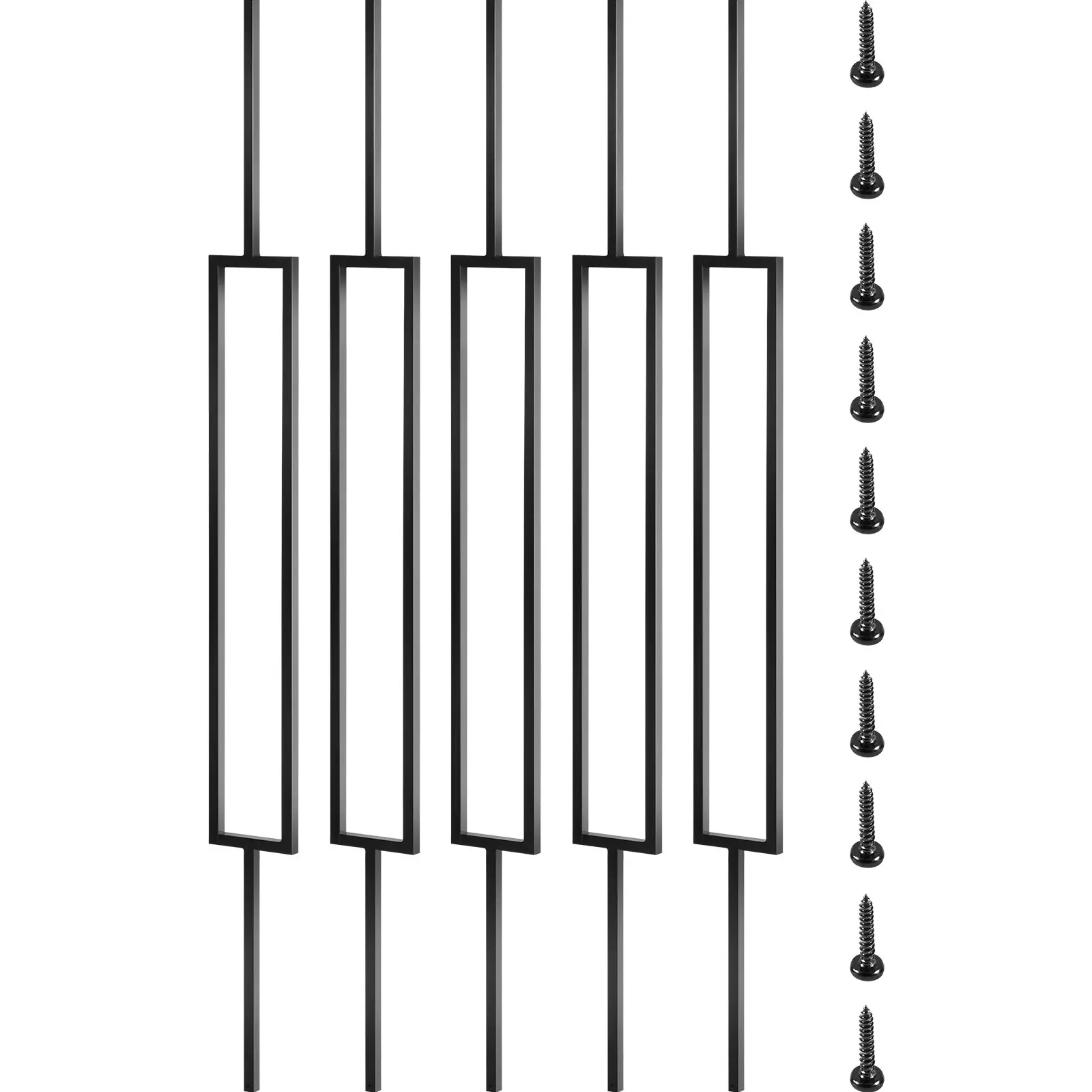 【summerfinds】VEVOR Deck Balusters, 10 Pack Metal Deck Spindles, 44"x0.5" Staircase Baluster with Screws, Iron Deck Railing for Wood and Composite Deck, Stylish Black Baluster for Outdoor Stair Deck Porch