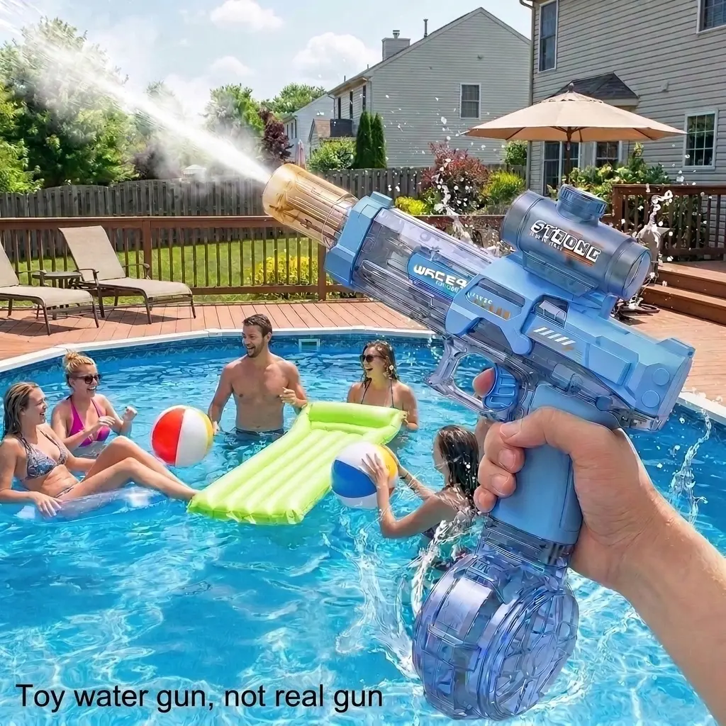 Rechargeable Electric Water Gun for Kids & Adults, Automatic Toy Water Blaster with Light-Up Nozzle, Outdoor Summer Water Toy for Pool, Beach & Party