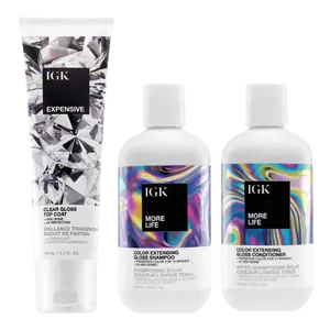 IGK EXPENSIVE + MORE LIFE Haircare Cleansing Set with Color Extending Gloss Shampoo & Conditioner for Brilliance IGK EXPENSIVE + MORE LIFE Haircare Cleansing Set with Color Extending Gloss Shampoo & Conditioner for Brilliance