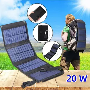 20W USB Foldable Solar Panel, 5V Portable Flexible Small Solar Cells, 1 PCS Emergency Charger for Phone Battery for Camping & Hiking