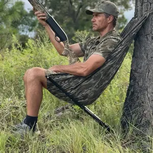 Low Down Hunting Seat Adjustable Height Portable Folding Tree Seat Silent Swivel 180° Pivot Hammock Chair Lightweight for Deer Turkey Ground Camping Shooting