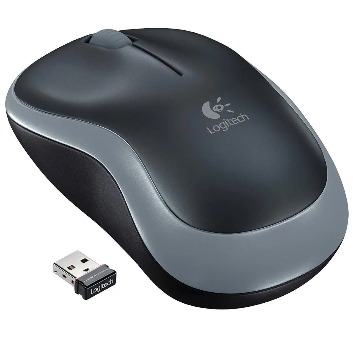 Logitech M185 Optical Wireless Mouse with USB Receiver, Swift Gray