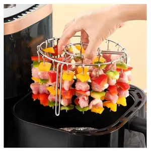 New Air Fryer Grill Eco-Friendly Non-Stick BBQ Rack ‌ 304 Stainless Steel Grill Rack, Air Fryer Skewer Rack, for Grilling Home Kitchen,48skewers