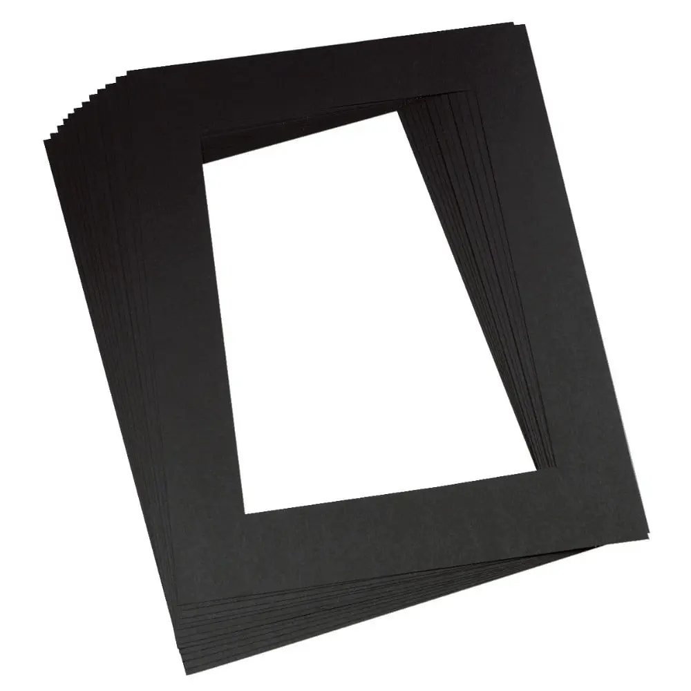 Pacon Pre-Cut Frame Mat for Artwork, 9 x 12 in, Black, Pack of 12 (003879)
