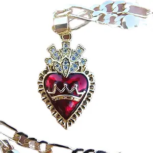 Flaming Sacred Heart of Jesus Charms for DIY Necklace Jewelry Making Gold Plated Immaculate Heart of Mary Pendant Jewelry Perfect for Gift for Occasions