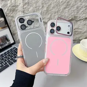 Magnetic Lens Bracket Phone Case For iPhone 17 16 15 14 13 12 11 Pro Max XR XS For Magsafe Hard Acrylic Shockproof Bumper Cover Print Anti-fall Mobile Phone Case stylish protective 360 Rotating Case with Full Protection high quality wireless charge cover