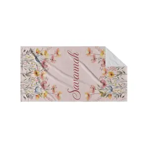 Flower Beach Towel | Personalized Name | Floral Design