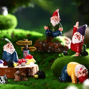 Garden Gnome Decor Cute Gnome Figurines Set with Mini Torches Mushrooms Accessories Lovely Resin Dwarf Statue Little Gnome House Ornaments 3D Gnome Decor for Spring Garden Yard Outdoor Lawn Windows, Easter Gift