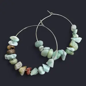Amazonite Crystal Hoop Earrings