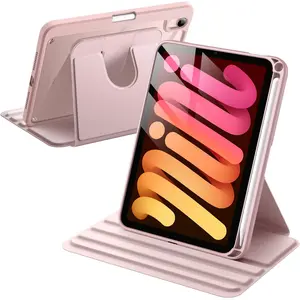JETech Rotating Case for iPad mini (A17 Pro, 2024 Model, 7th Generation) / mini 6 (2021 Model, 6th Generation) with Pencil Holder, 360 Degree Rotation Protective Stand Cover Clear Back