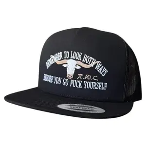 Funny Trucker Hat � Look Both Ways Before You Mess Up | Embroidered Snapback Cap | Gag Gift for Men, Roommates, Bachelor Party or Bar Nights