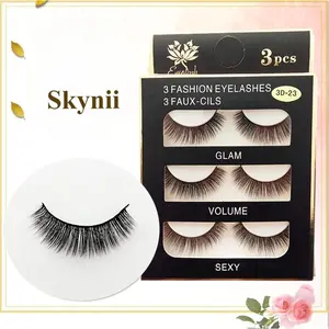 Skynii Luxe Silk Marquise Reusable Eyelashes, Adhesive Included, 3 Pair