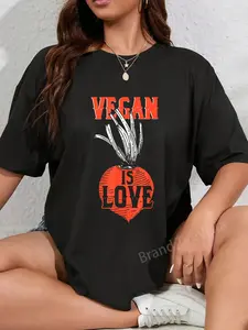 100% Cotton Vegan Is Love Vegetarian Veganism Animal Rights Veggie Food T-Shirt