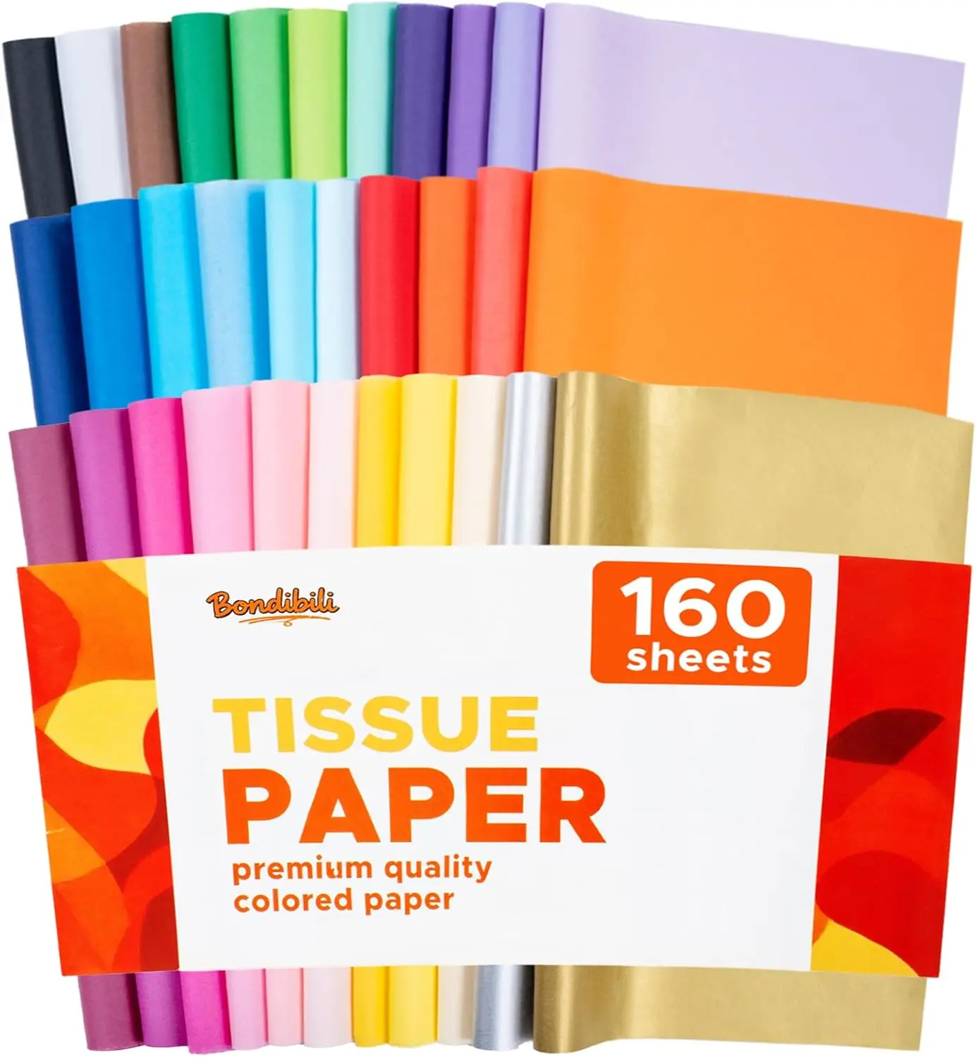 160 Sheets Colored Tissue Paper Bulk, 20"x14", 32 Vibrant Colors - Include Gold Silver - Acid Free Wrapping Tissue Paper for Gift Bags Art Crafts, Party Decors for Valentine, Birthday, Wedding, Xtmas