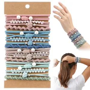 Hair Ties Bracelet for Women, 10 PCS Boho Dual-Use Bracelet and Hair Tie Stylish Soft Braided Hair Bands Elastic No Damage Hair Ties for Thin & Thick Hair Pony Tails Scrunchies