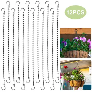 12Pcs Metal Plant Hanging Chains with S-Hook - 24" Garden Plant Hangers,Multipurpose Hanging Basket Hooks Set for Bird Feeders,Flower Pots,Outdoor Ornaments