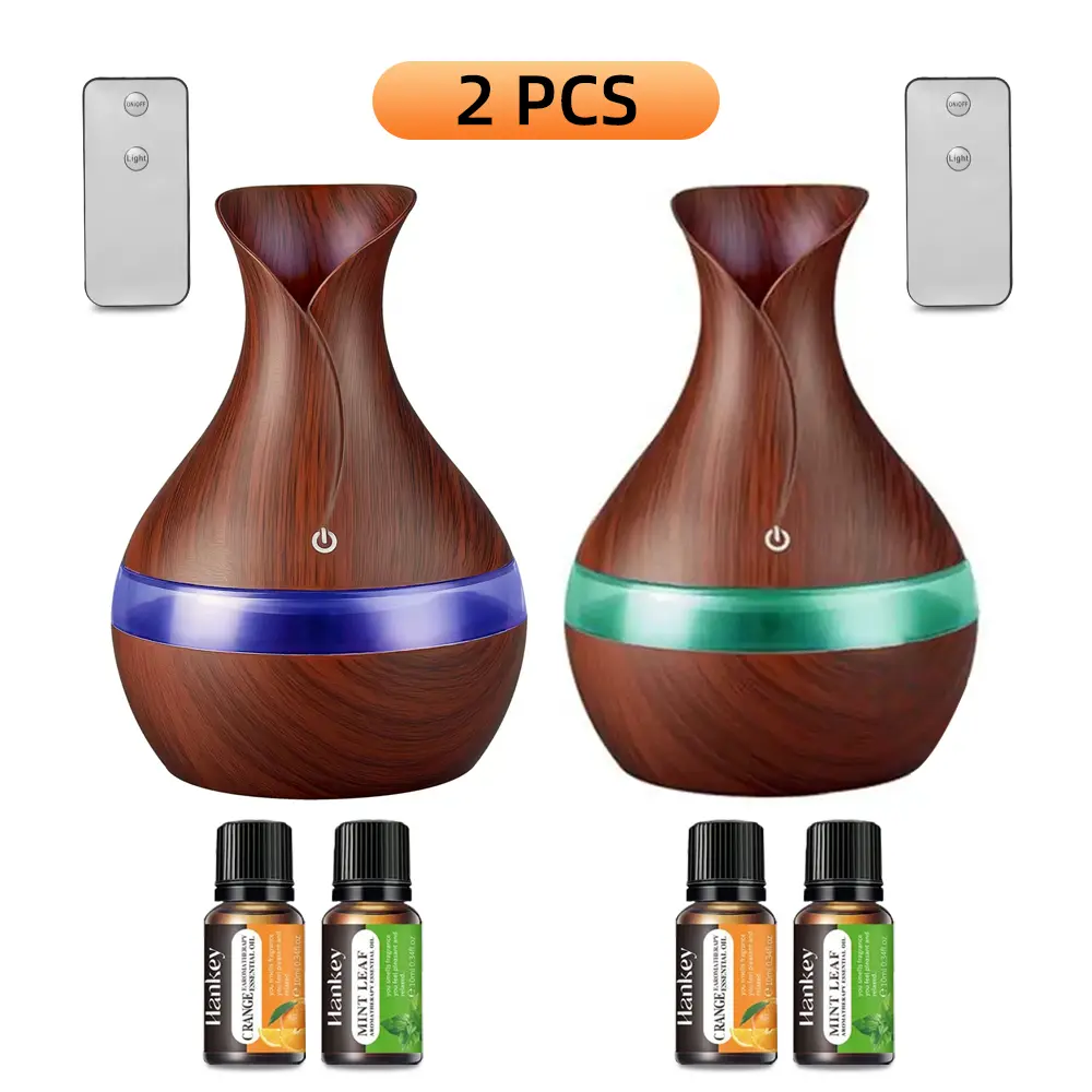 2PCS 300ml 2-in-1 Mini USB Powered Humidifier - Aromatherapy Mist Maker, Essential Oil Compatible Fragrance Aroma Device for Home, Office, Travel, Portable Humidifiers For Travel