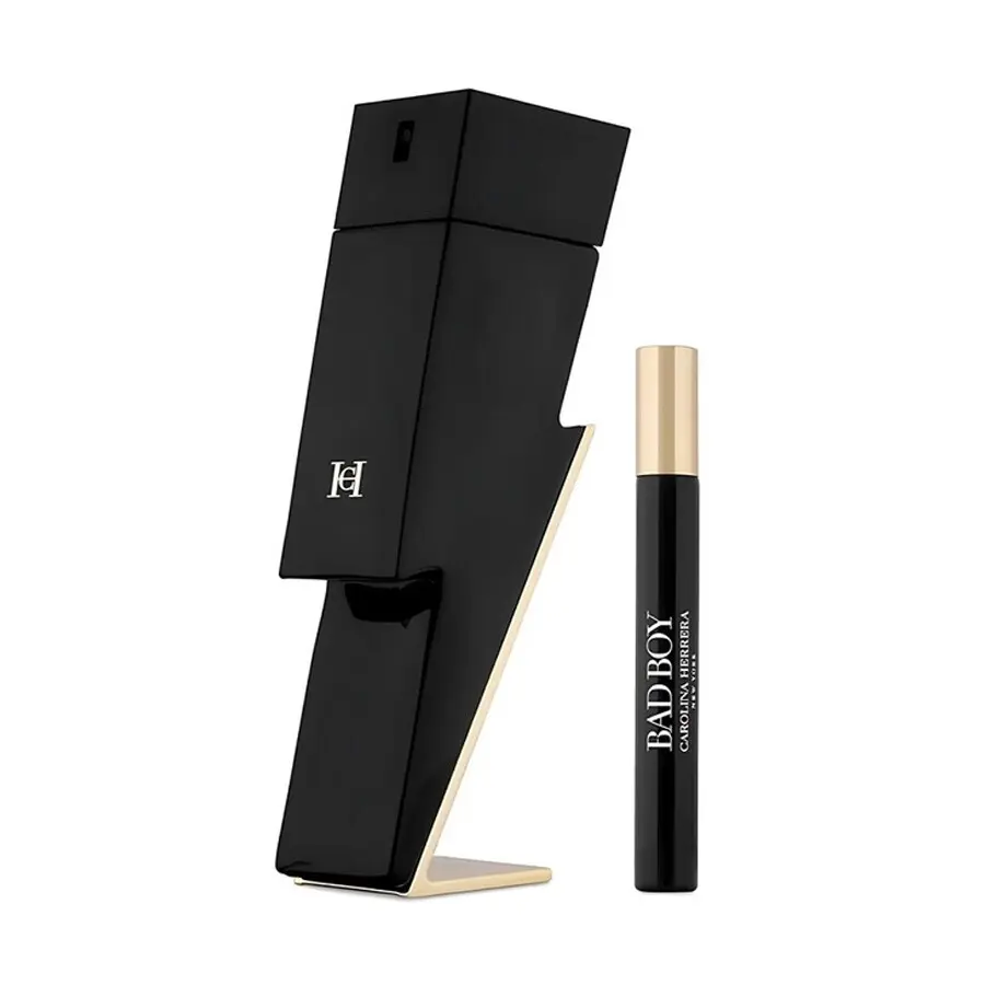 Carolina Herrera Bad Boy Men's Gift Set Eau de Toilette 3.4 oz & Travel Spray 10 ml Amber Spicy Fragrance for Men