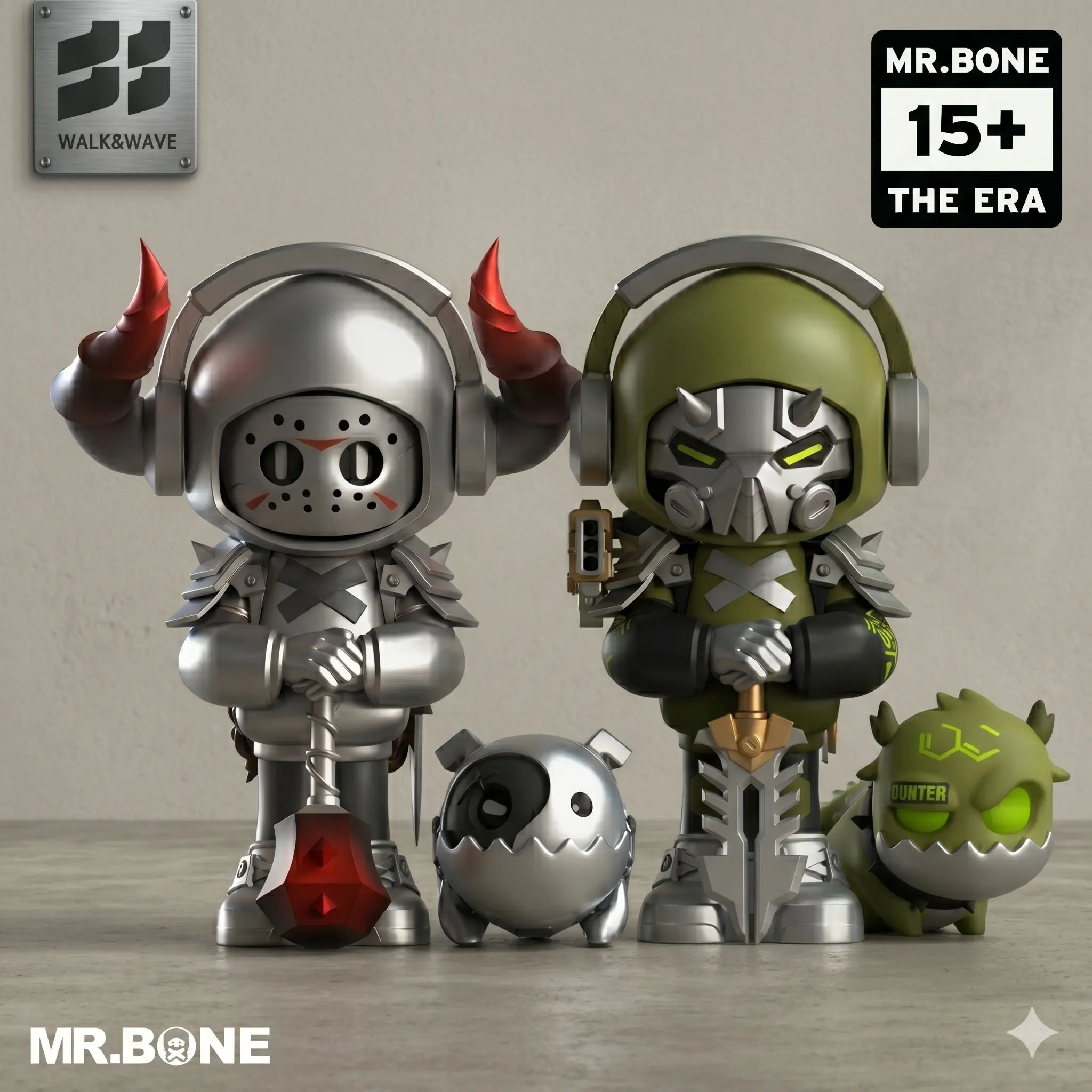 MR.BONE The Wicked Union Series Blind Box Collectible PVC Figurine - 3D Figurine Action Figures, Boxed Action Figures, Desktop Display, Blind Bag Collecting Item for Boys, Pvc Figure, Collectible Minifigures