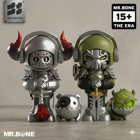 MR.BONE The Wicked Union Series Blind Box PVC Figure by Mo Yan Co. - BPA-Free, Latex-Free Safe Plastic 3D Action Figure, Boxed Desktop Display, Collectible Minifigures, 1-of-a-Kind Collectible, Blind Bag Toy for Boys