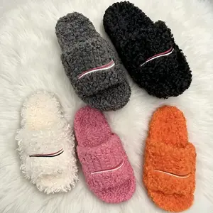 Fuzzy Comfortable Indoor & Outdoor Slides - Cute Soft Slippers in Various Colors for Cozy Wear,Plus Size Platform Pillow Slippers Slides for Women and Men - Lightweight, Cloud Cushion, Non Slip, Thick Sole, Unisex Summer House Shoes