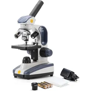 Compound Monocular Microscope SW200DL with 40X-1000X Magnification, Dual Light, Precision Fine Focus, Wide-Field 25X Eyepiece and Cordless Capability for Student Beginner