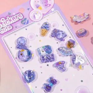 1PC Fresh Purple and Pink 3D Cute Animal Sticker Series, featuring a sweet style, suitable for laptops, water bottles, notebooks, cars, bumper sticker, luggage, gift wrapping, party decorations, vinyl stickers, school supplies