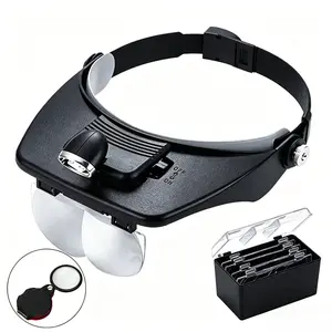 Hands-Free LED Head-Mounted Magnifier with 4 Lenses (1.2x-3.5x), Ideal for Watch Repair, Beekeeping, Jewelry Making, Precision Work