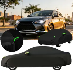 For Nissan SYLPHY KICKS Heavy Duty Full Car Cover with Storage Bag Waterproof Outdoor Snow Dust Sun UV Protection 190T Polyester Exterior Protector Cover Black, with Reflective Strips - Reflection In The Dark