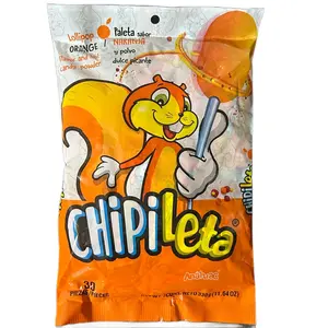 Anahuac Chipileta Orange Lollipops 30 Pieces - Orange Flavor and Hot Candy Powder Tangy Snack