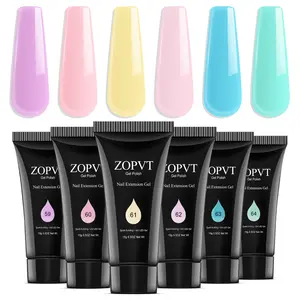 Poly Nail Gel Set, 6 Colors Powder Foundation, Extend Stack Enhancer, Long-Lasting DIY Manicure Solution, Salon Quality at Home, 15ML, Gel Nail Kit
