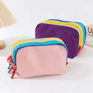 Rainbow Multi-Zip Pouch Organizer, Travel Makeup Bag & Portable Durable Storage Solution, Multicolor Essentials Carry Case for Everyday Use, Travel Cosmetic Bags