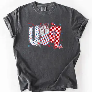 USA, Patriotic Patterns, Ribbons, Fourth of July, America, Comfort Colors T-Shirt, Women's Comfort Colors Tee