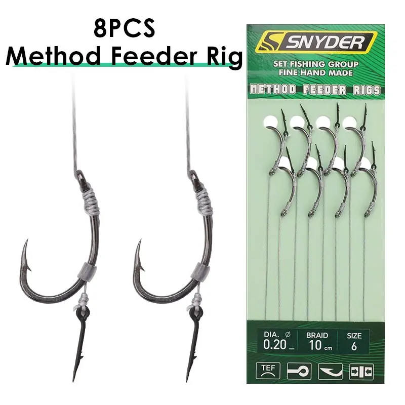 8 PCS Pre-tied Method Feeder Carp Rigs - Ready to Fish European Carp Fishing Tackle Set Fishing Gear Handmade