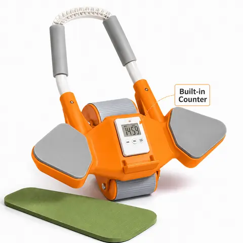 Unisex Plastic Ab Exercise Roller - 2-in-1 Core Abdominal Trainer & Plank Support, Automatic Rebound, Elbow Support, 5 Layers Anti-Slip Materials, Home Abs Workout Equipment, Ab Roller Wheel Exercise Gear