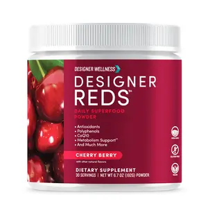 Designer Wellness, Designer Reds, Daily Superfood Powder with Beet Root, Support for Energy, Stress, Immune Health, Heart Health, and Digestive Health, Cherry Berry, 30 Servings