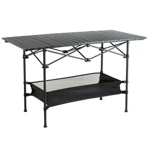 Portable Folding Picnic Table 120×70×55CM, Light Aluminum Roll-Up Camping Table with Carry Bag, for Outdoor BBQ Beach Backyard Party Weighing Function tools tarp