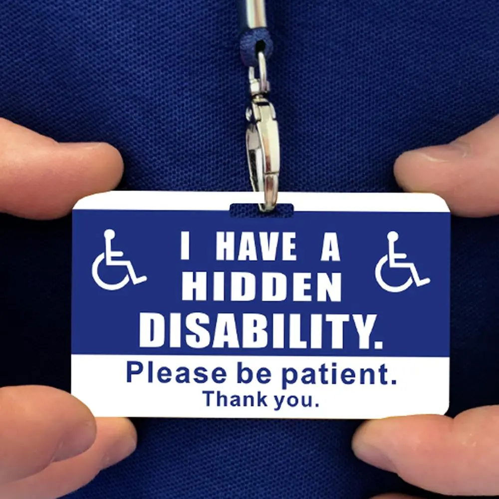 Hidden Disability Care Card with Hanging Rope (1 Count), Waterproof & Non-fading Card for Disabled, Thank you Card for Disabled, Badge Decoration, Personalized Lanyard