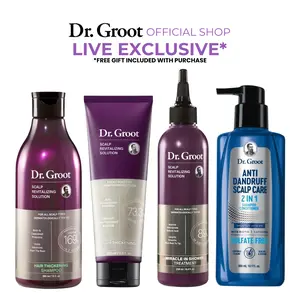 Dr. Groot Scalp Revitalizing 3 Step Bundle +Anti Dandruff Scalp Care 2-in-1 Shampoo & Conditioner, Korean Haircare, Biotin, Keratin & Silk Protein, Thickening, Strengthening & Hydrating