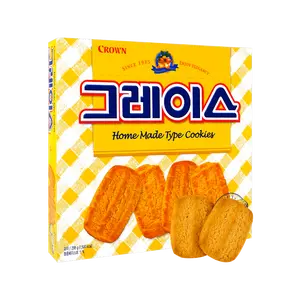 CROWN Korean Peanut Cookie Crisps 298g - Delicious Breakfast Snack & Sweet Treat